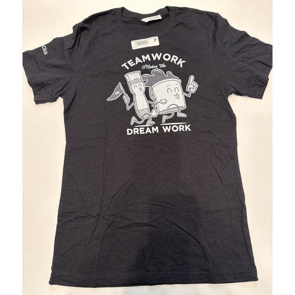 NEW Bolt Collective Teamwork Makes The Dream Work T-Shirt Black Heather - Medium